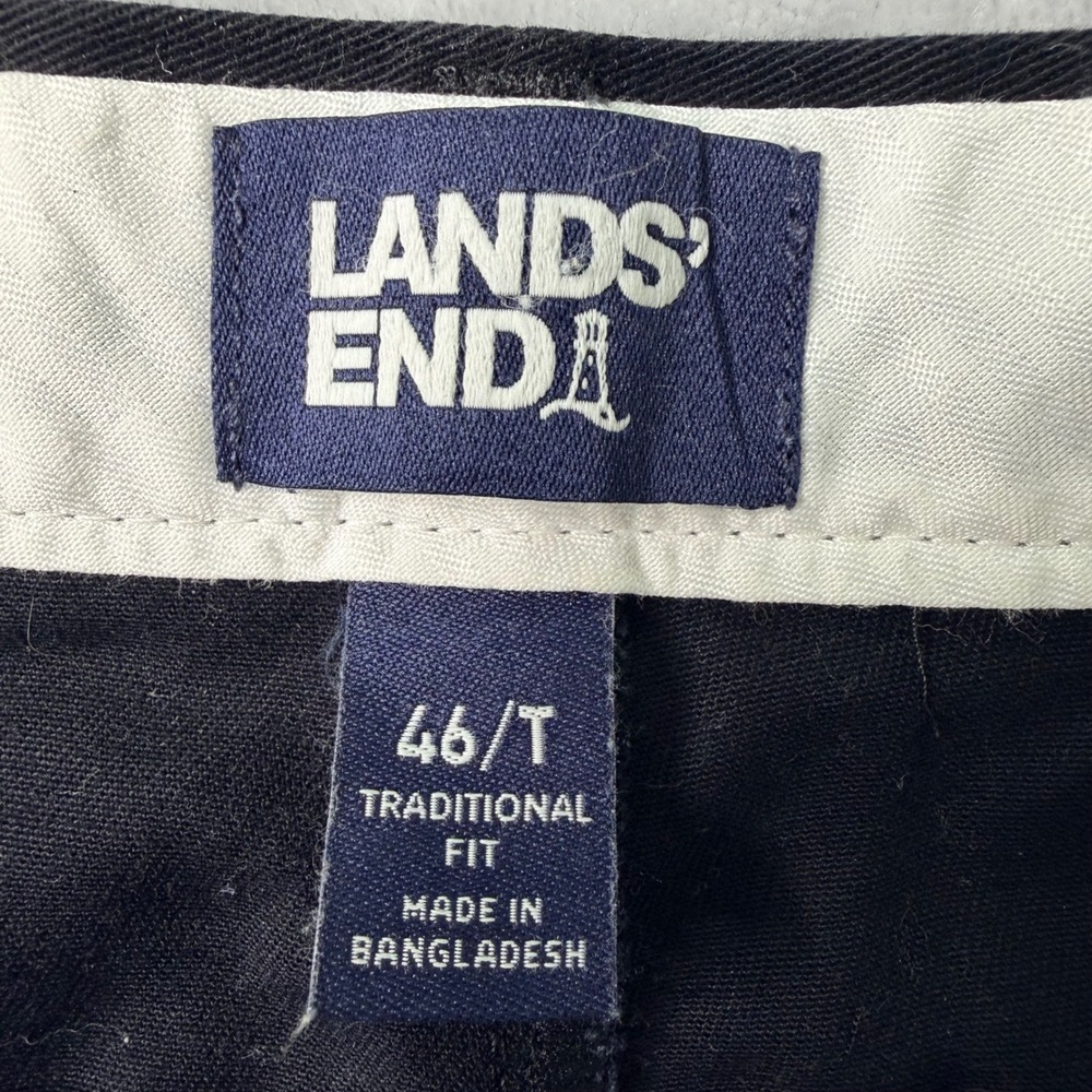 Lands End Mens 46T Traditional Fit Black Pleated Chino Shorts 100% Cotton 427859 - Picture 4 of 12